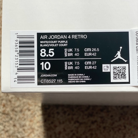 Air Jordan 4 Retro White/Court Purple - Picture 3 of 3